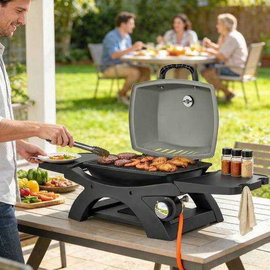 Barbecue à gaz de table acier noir 102 x 48 x 38 cm - PANGIVO - Image 3
