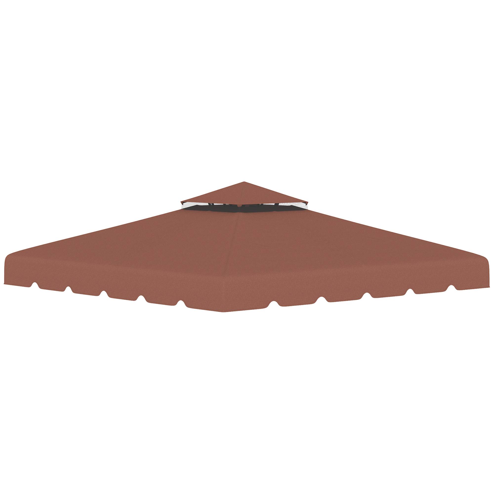 Toit de rechange pour cenador 3x3 m, housse de rechange avec double toit et 8 trous de drainage, cafe - Image 2