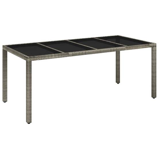Table de Jardin 8 Personnes 190x90cm en Résine Tressée Grise et Plateau Verre – ComfortXL Outdoor Living - Image 2