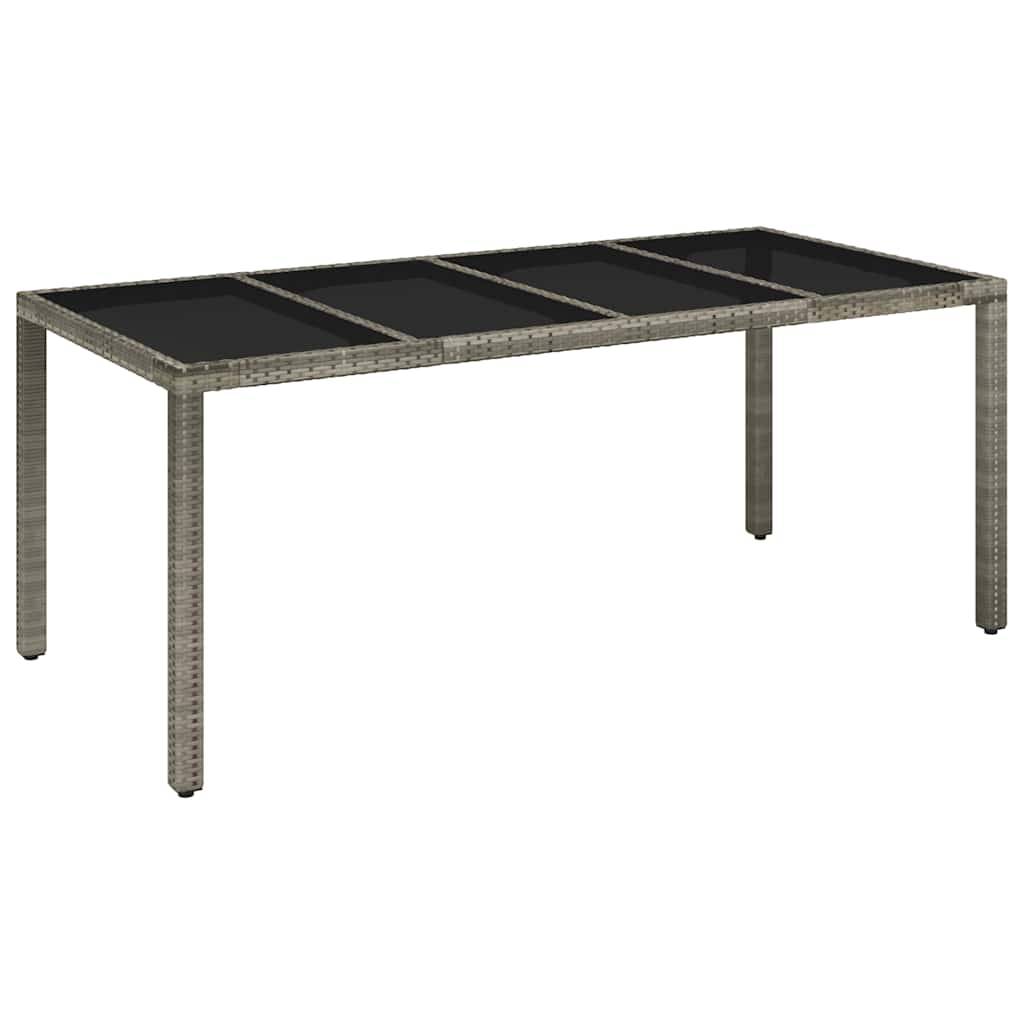 Table de Jardin 8 Personnes 190x90cm en Résine Tressée Grise et Plateau Verre – ComfortXL Outdoor Living - Image 2