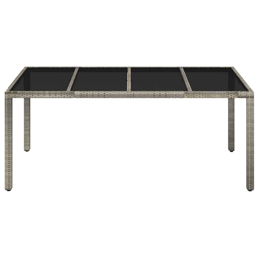 Table de Jardin 8 Personnes 190x90cm en Résine Tressée Grise et Plateau Verre – ComfortXL Outdoor Living - Image 3