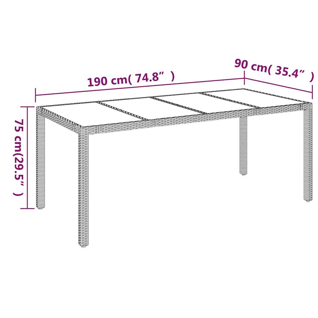Table de Jardin 8 Personnes 190x90cm en Résine Tressée Grise et Plateau Verre – ComfortXL Outdoor Living - Image 7