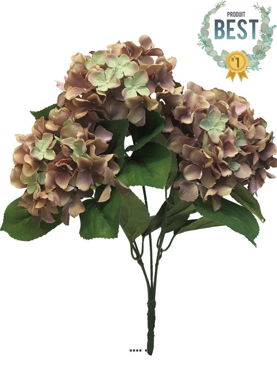 Artificielles - Bouquet d&rsquo;Hortensia artificiel en branche, H 45 cm Vieux rose - BEST - couleur: Rose beauty - Imagen 1