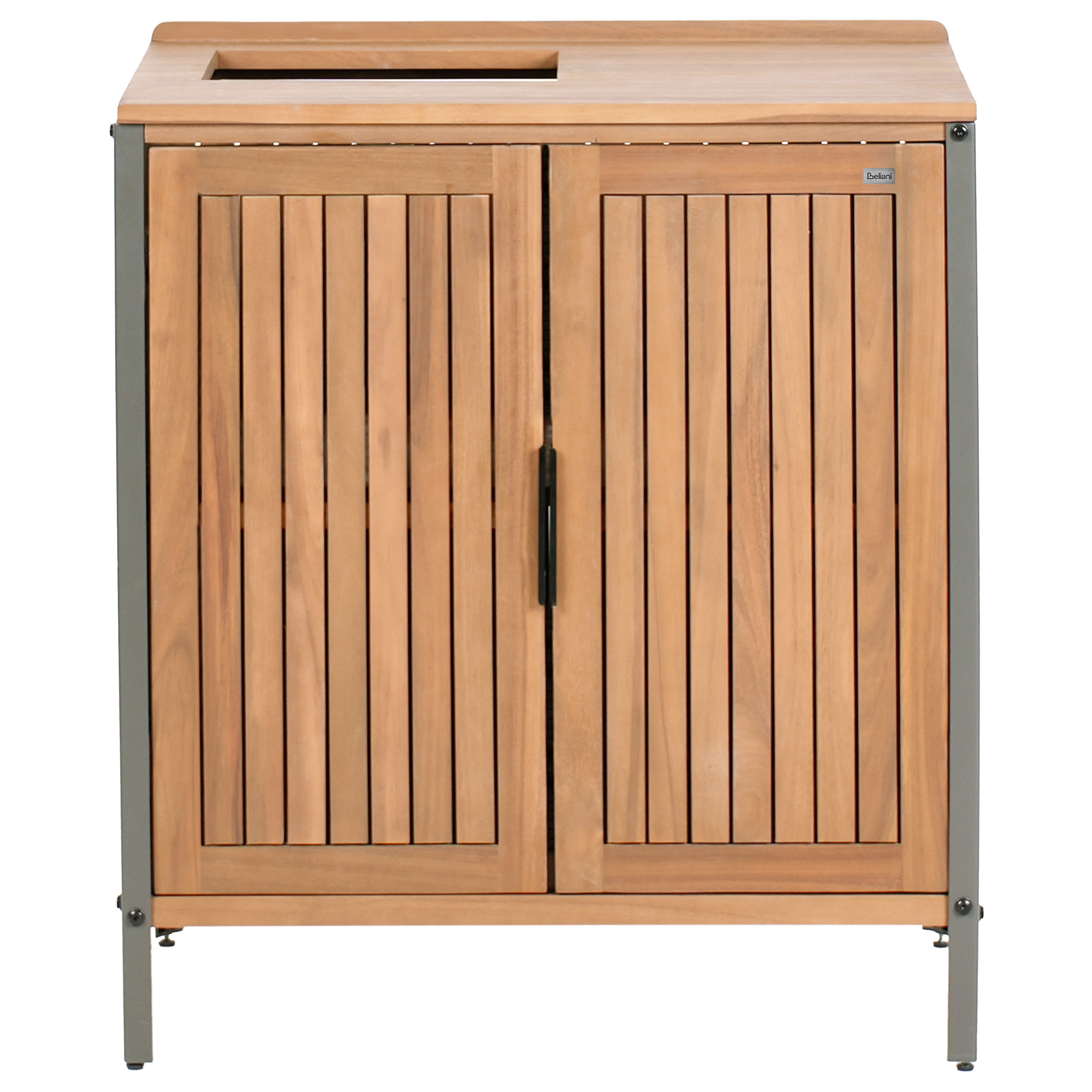 Armoires de jardin Bois d'acacia certifié Marron/argenté IVREA - Beliani - Image 7