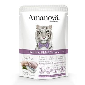 Pâtée Chat Stérilisé Sans Céréales Poisson & Dinde Amanova 85g 85 g