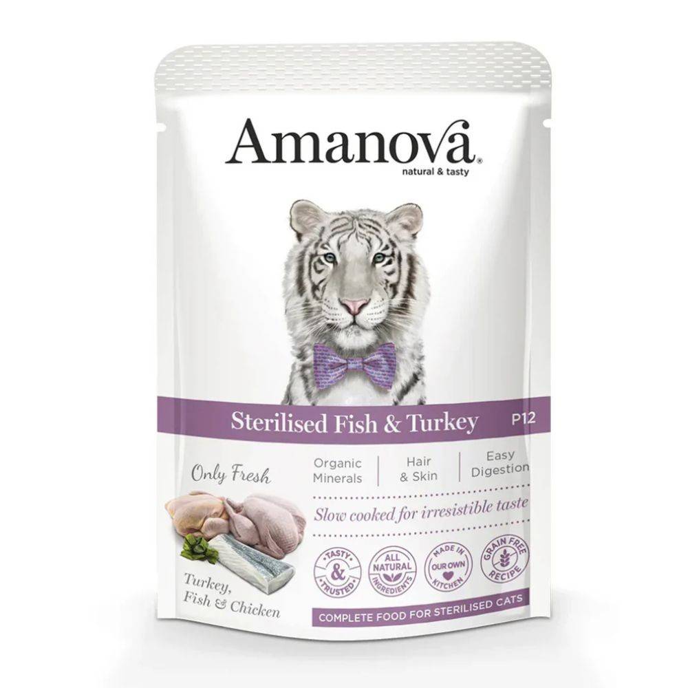 Pâtée Chat Stérilisé Sans Céréales Poisson & Dinde Amanova 85g 85 g