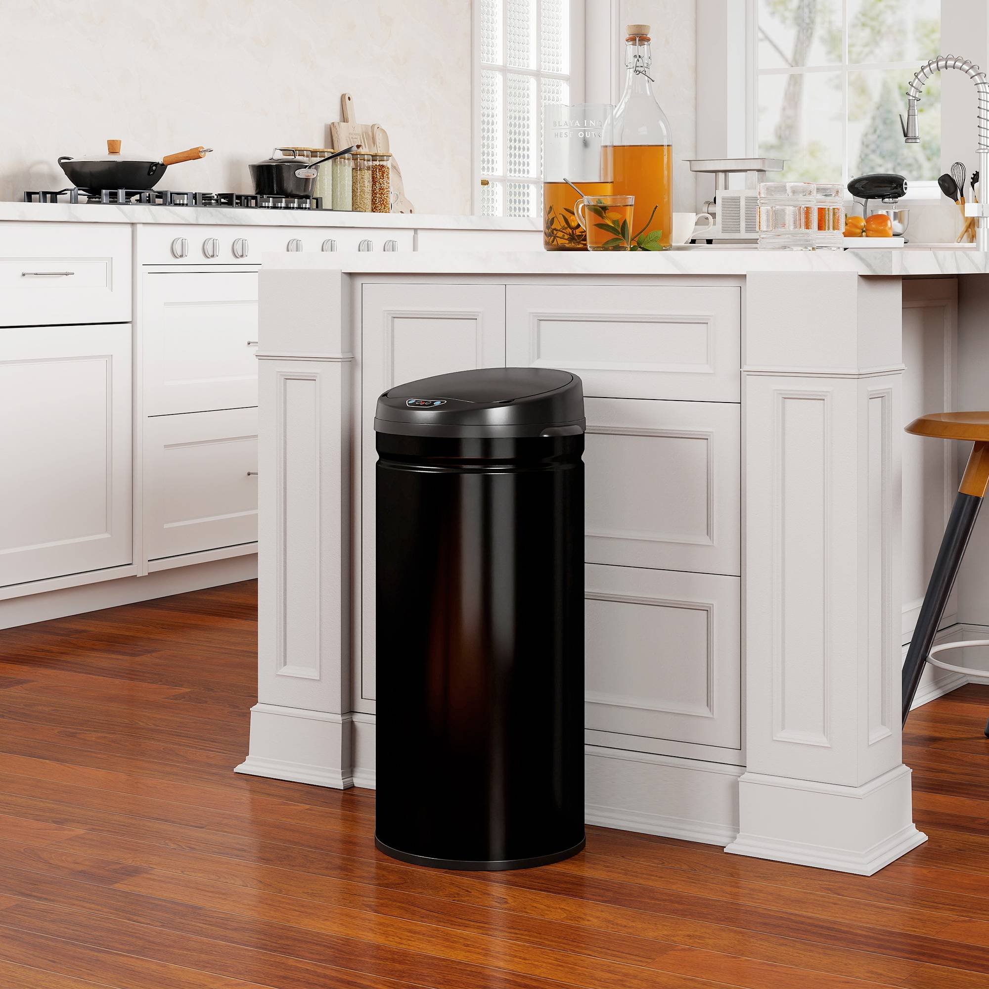 Sans Marque - Cube cuisine automatique 42 L capteur infrarouge essuie-glaces automatiques acier inoxydable noir érable - Image 4