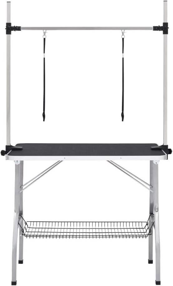 Table de toilettage pliable chats et chiens 90 x 60 x 76 cm acier et MDF noir - PANGIVO - Image 2