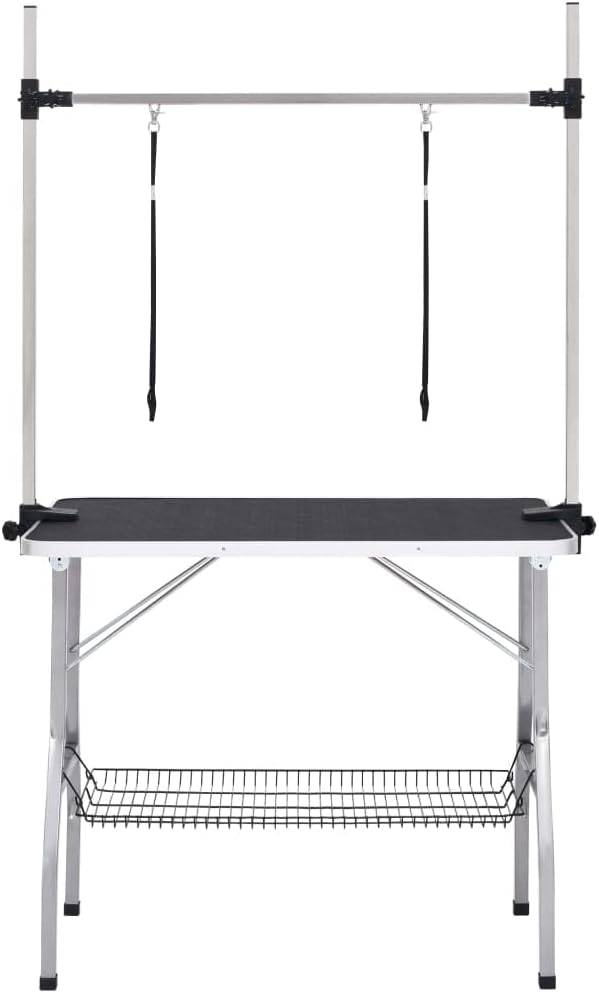 Table de toilettage pliable chats et chiens 90 x 60 x 76 cm acier et MDF noir - PANGIVO - Image 2