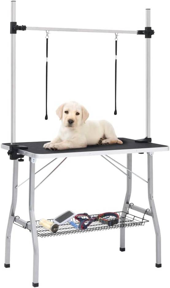Table de toilettage pliable chats et chiens 90 x 60 x 76 cm acier et MDF noir - PANGIVO - Image 5