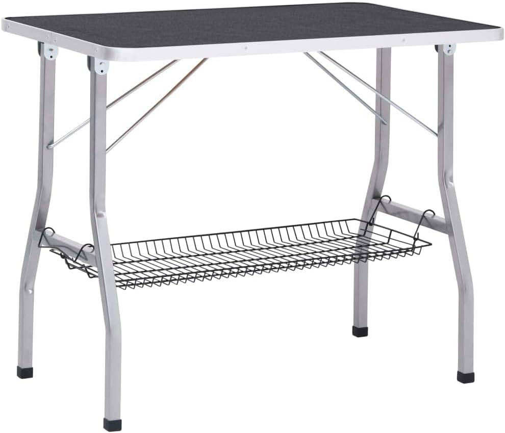 Table de toilettage pliable chats et chiens 90 x 60 x 76 cm acier et MDF noir - PANGIVO - Image 3