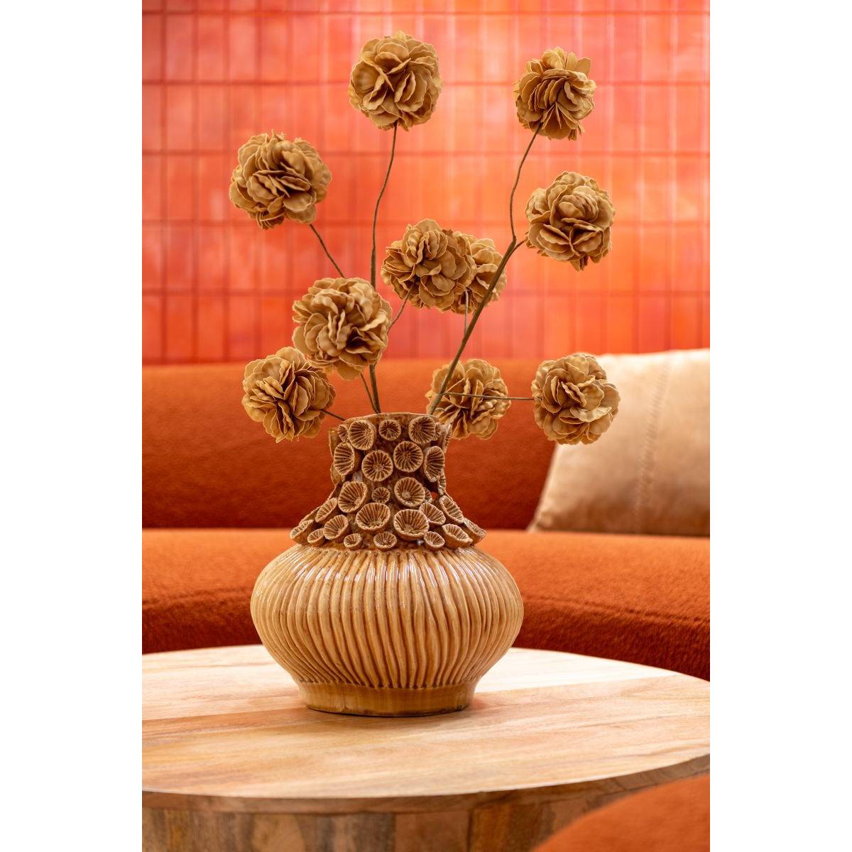 Vase Gourde Corail en Argile "Isidro" 33cm Ocre - Image 3
