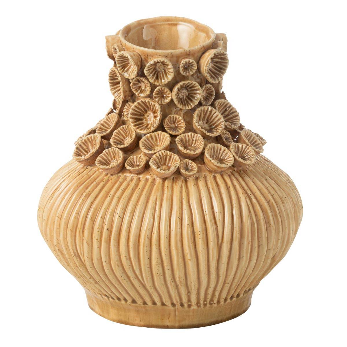 Vase Gourde Corail en Argile "Isidro" 33cm Ocre - Image 1