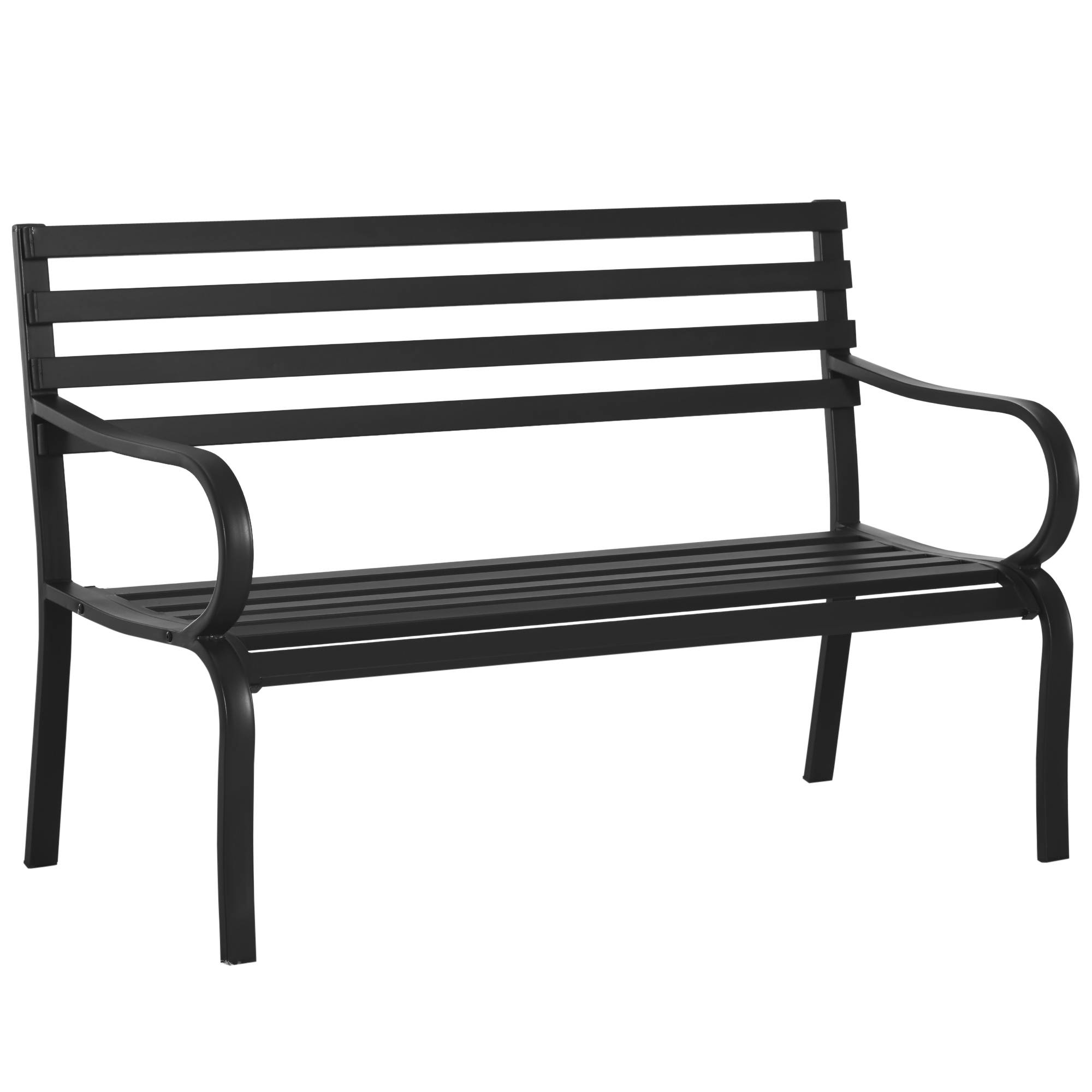Outsunny - Outsunny Banc de Jardin Design Contemporain 2 Places dim. 127L x 58l x 82H cm métal époxy Noir - Outsunny - Imagen 1