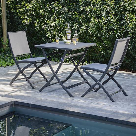 Autre - Table pliante carrée en alu anthracite 70 x 70 cm Grasse - Gescova - Image 2
