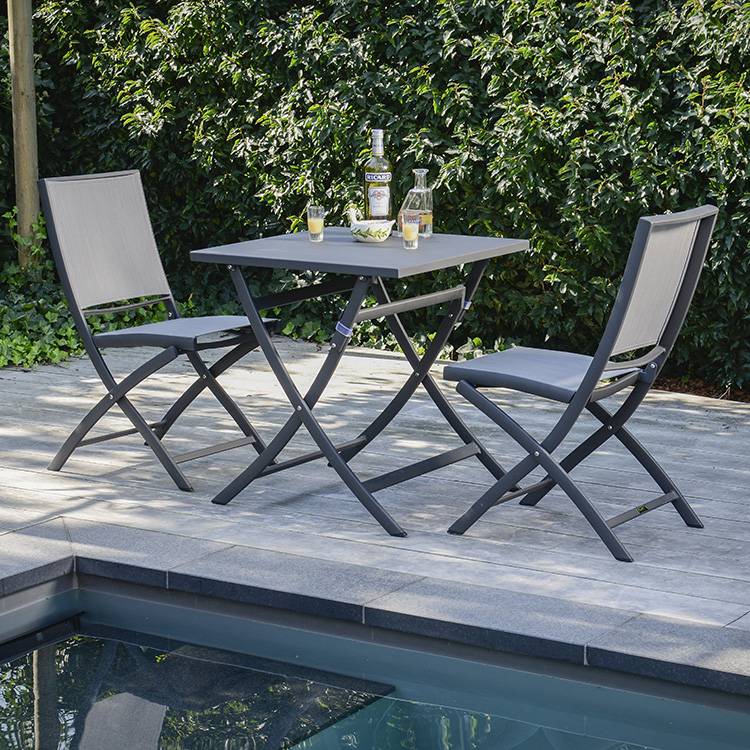 Autre - Table pliante carrée en alu anthracite 70 x 70 cm Grasse - Gescova - Image 2
