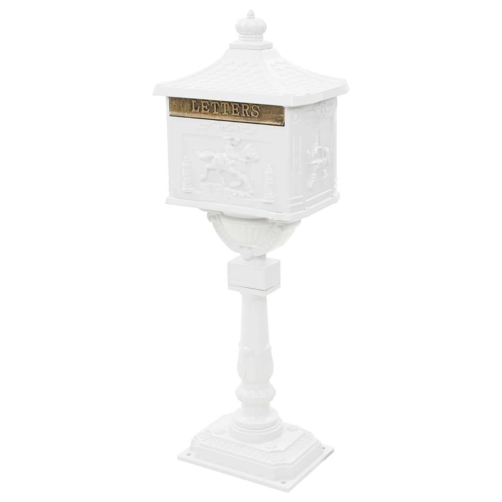 Boîte aux lettres sur pied aluminium vintage antirouille blanc - Image 1