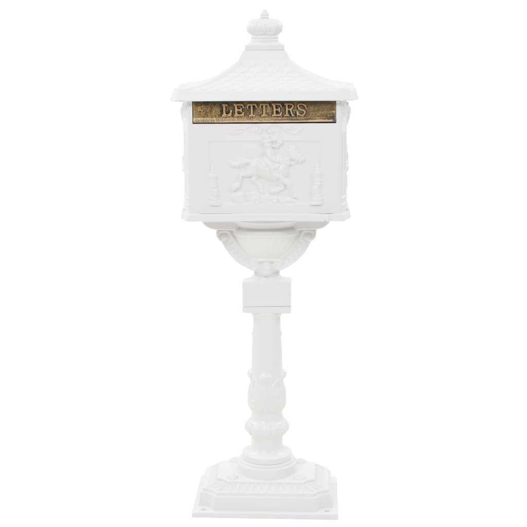 Boîte aux lettres sur pied aluminium vintage antirouille blanc - Image 2