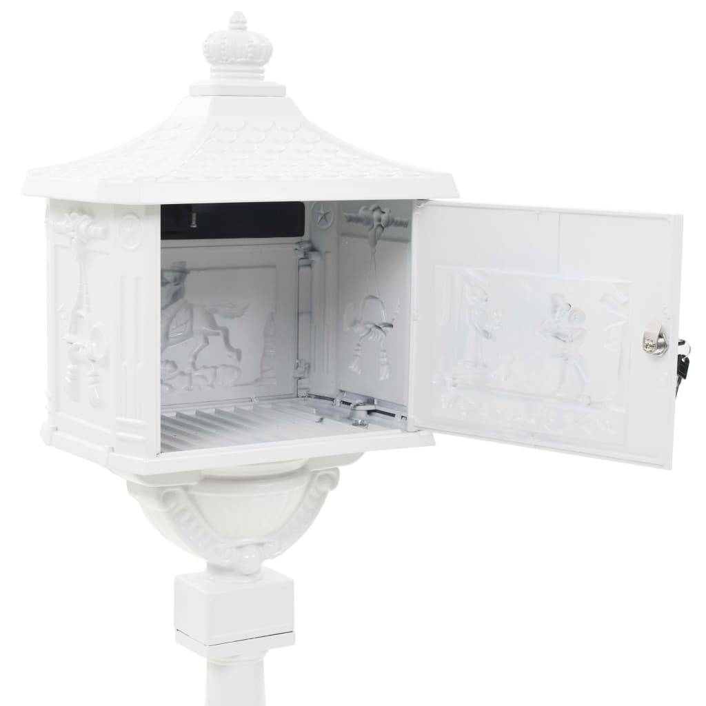 Boîte aux lettres sur pied aluminium vintage antirouille blanc - Image 8