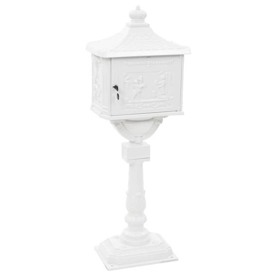 Boîte aux lettres sur pied aluminium vintage antirouille blanc - Image 6