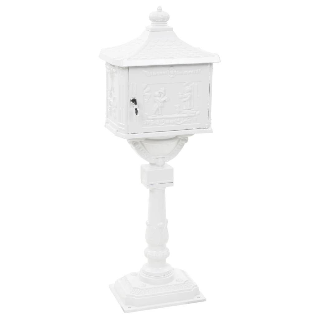 Boîte aux lettres sur pied aluminium vintage antirouille blanc - Image 6