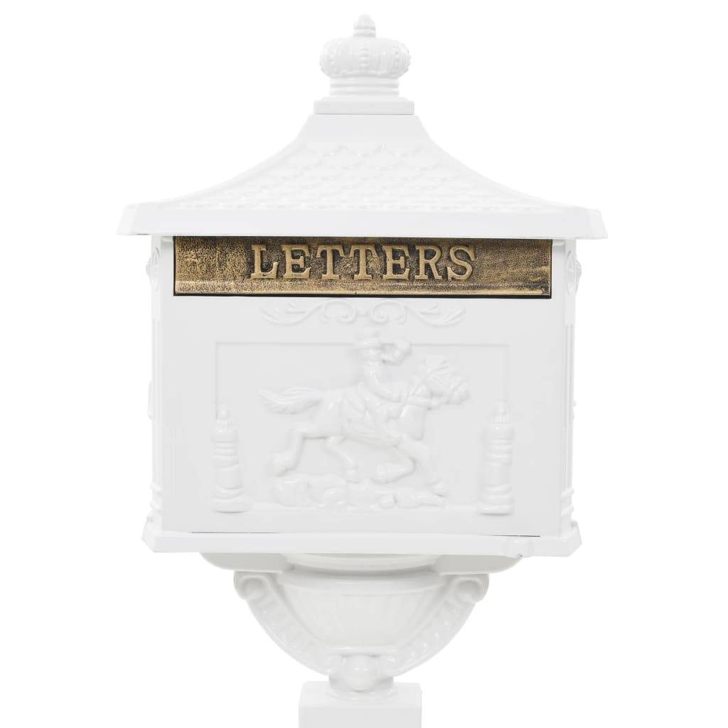 Boîte aux lettres sur pied aluminium vintage antirouille blanc - Image 3