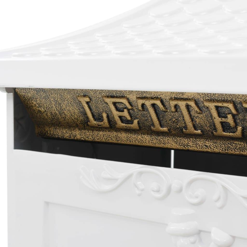 Boîte aux lettres sur pied aluminium vintage antirouille blanc - Image 4