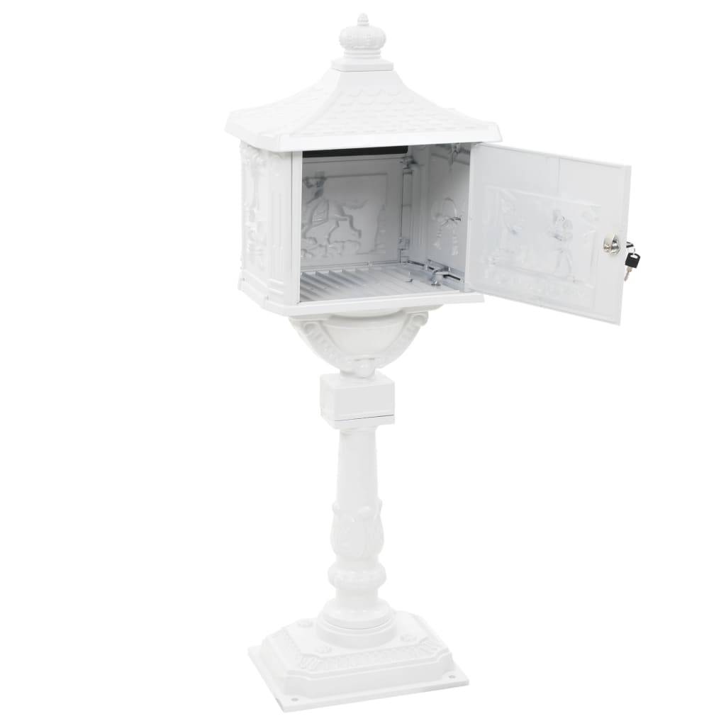 Boîte aux lettres sur pied aluminium vintage antirouille blanc - Image 7