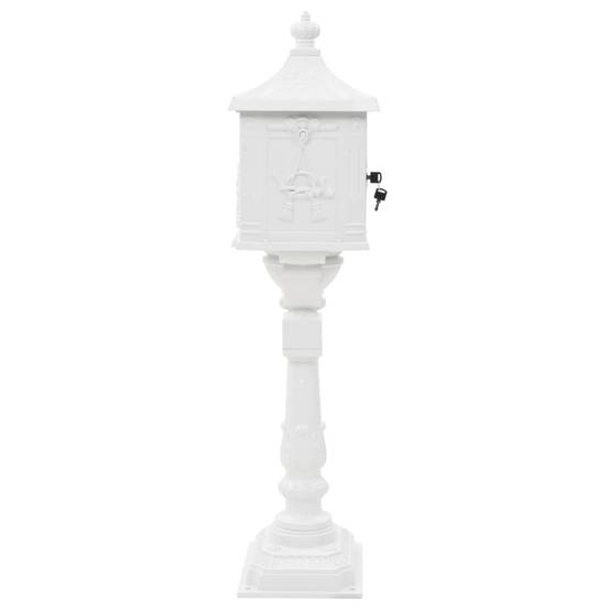 Boîte aux lettres sur pied aluminium vintage antirouille blanc - Image 5