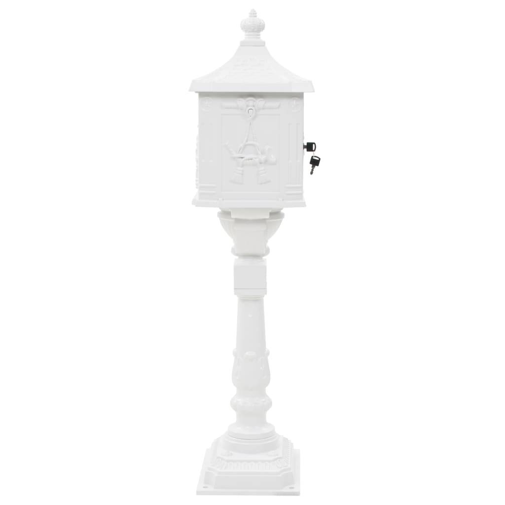 Boîte aux lettres sur pied aluminium vintage antirouille blanc - Image 5