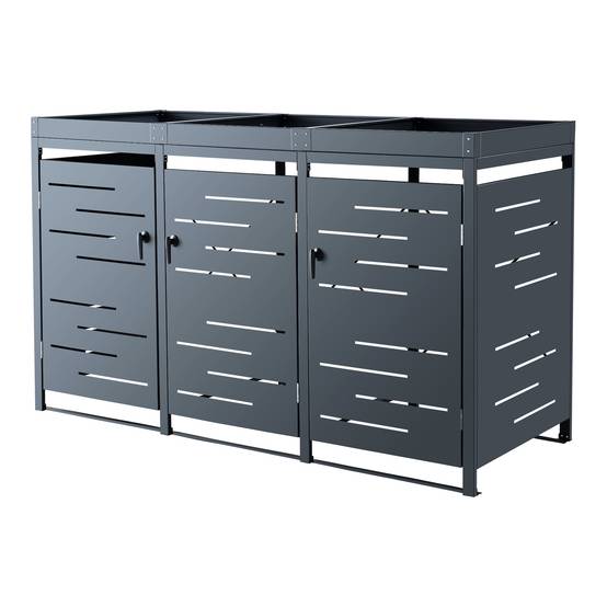 Cache poubelle extérieur Salchig acier galvanisé 122 x 196 x 80 cm en.casa - Image 3