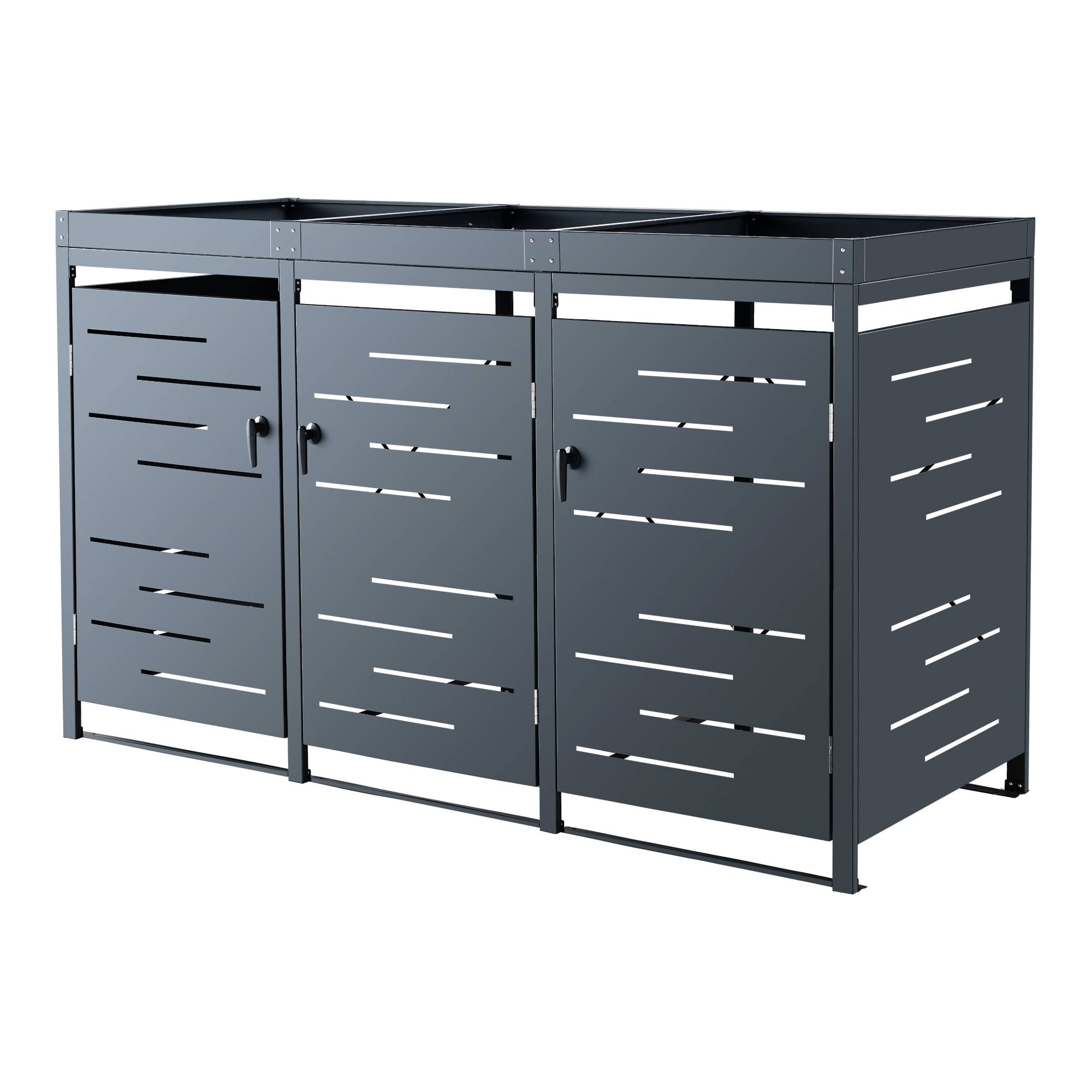 Cache poubelle extérieur Salchig acier galvanisé 122 x 196 x 80 cm en.casa - Image 3