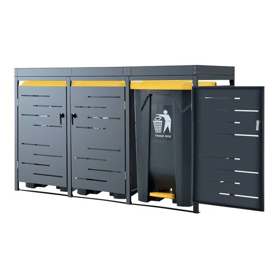 Cache poubelle extérieur Salchig acier galvanisé 122 x 196 x 80 cm en.casa - Image 1