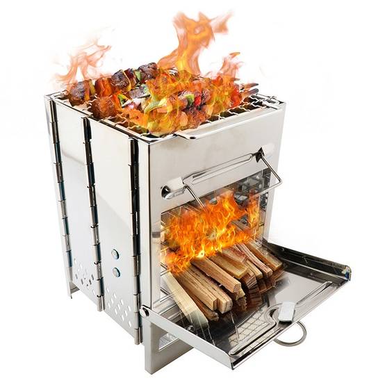 Gril BBQ Pliable en Acier Inox – Four de Camping avec Filet, Bac à Cendres et Sac-Lytech - Image 1