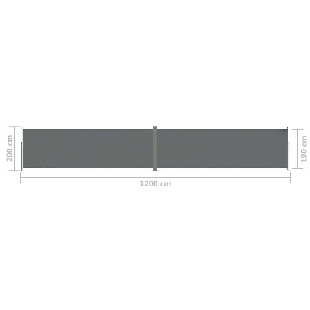 Helloshop26 - Auvent paravent store brise-vue latéral rétractable de patio jardin terrasse balcon protection visuelle écran 200 x 1200 cm anthracite - Imagen 6