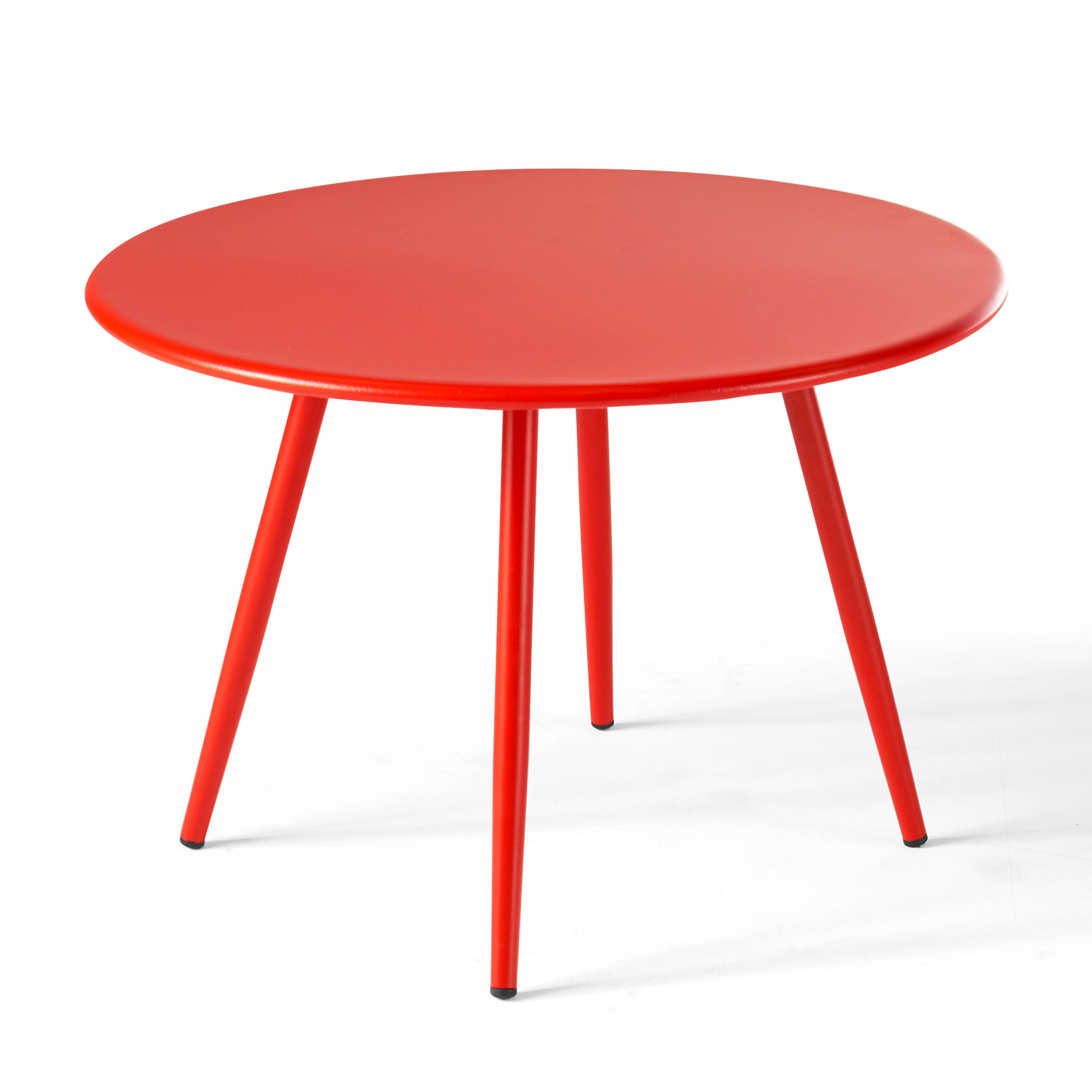 Oviala - Table basse de jardin ronde en métal rouge 50 cm Palavas - Oviala - Imagen 1