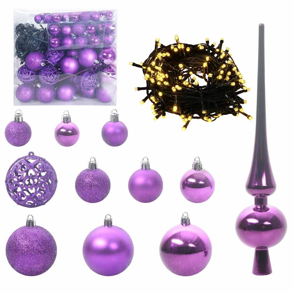 Sapin de Noël | Arbre de Noël artificiel slim avec 300 LED Vert et blanc 210 cm Maison Chic - Image 6
