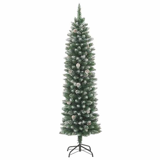 Sapin de Noël | Arbre de Noël artificiel slim avec 300 LED Vert et blanc 210 cm Maison Chic - Image 5