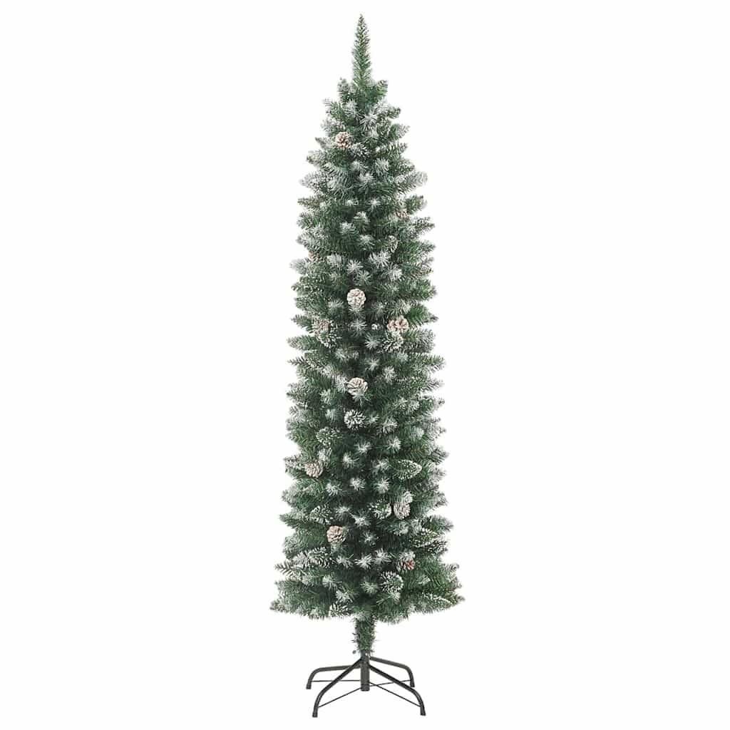 Sapin de Noël | Arbre de Noël artificiel slim avec 300 LED Vert et blanc 210 cm Maison Chic - Image 5
