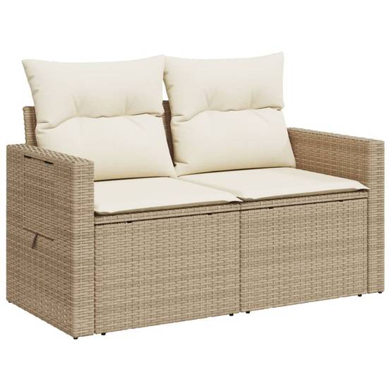 Canapé Extérieur 2 Places Résine Tressée Beige avec Tablette Latérale Pliable Pratique – ComfortXL Outdoor Living - Image 4