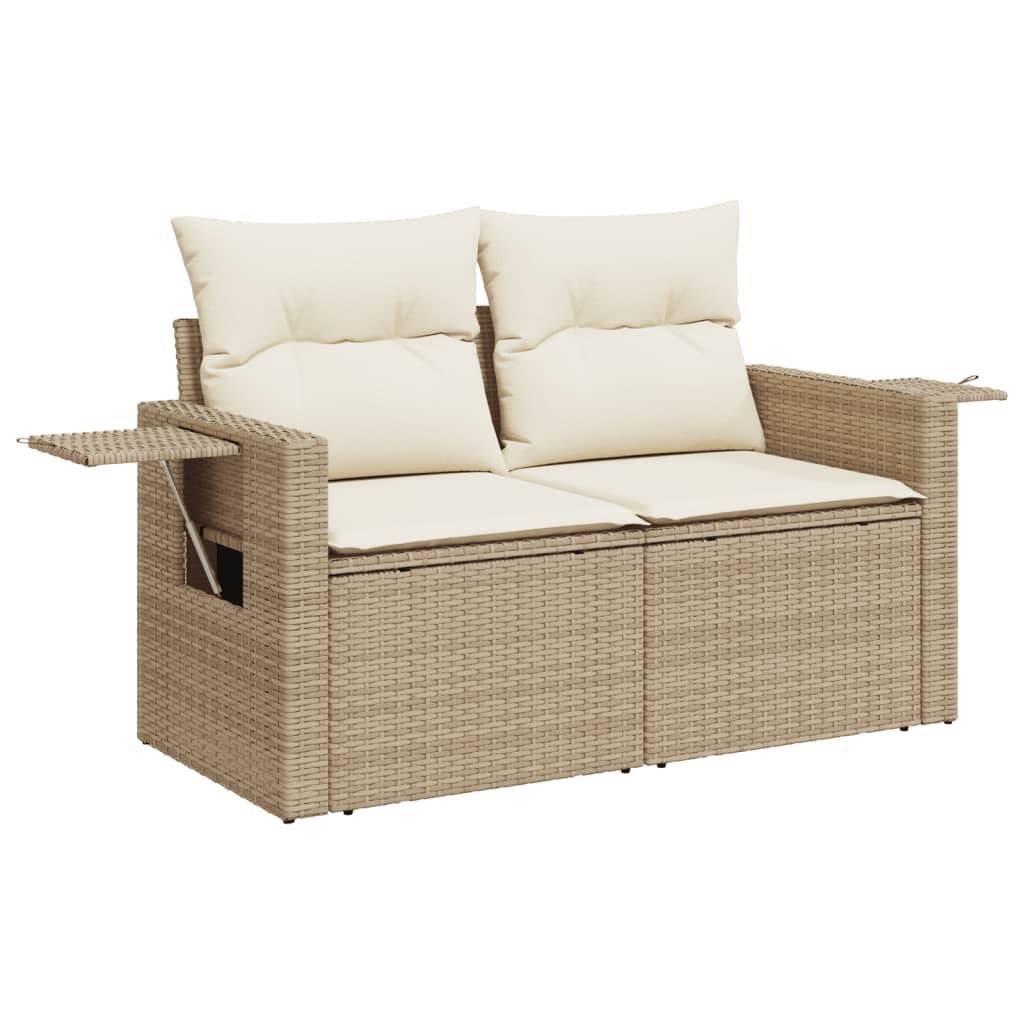Canapé Extérieur 2 Places Résine Tressée Beige avec Tablette Latérale Pliable Pratique – ComfortXL Outdoor Living - Image 2
