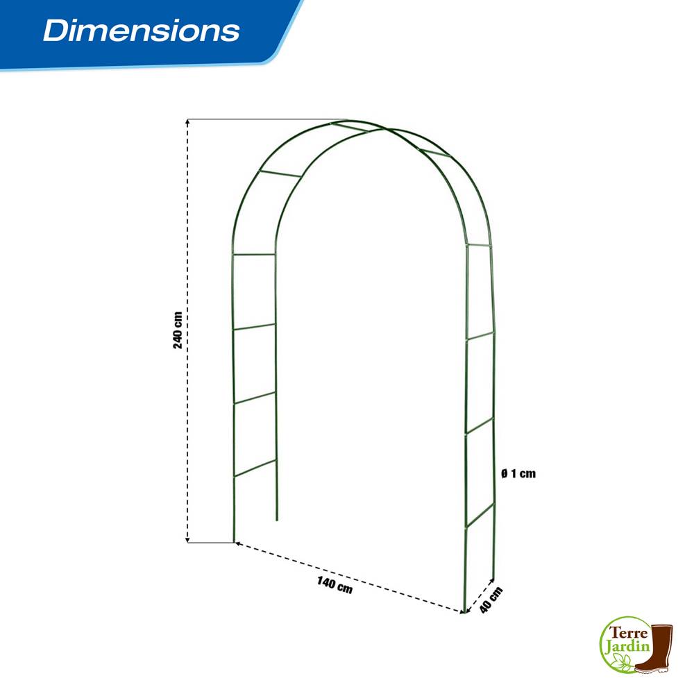 Sans Marque - Arche de jardin métallique - 240 x 140 cm - pour plantes grimpantes - Métal laqué vert - DIVERS - Image 3