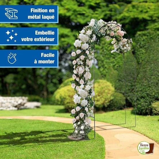 Sans Marque - Arche de jardin métallique - 240 x 140 cm - pour plantes grimpantes - Métal laqué vert - DIVERS - Image 2