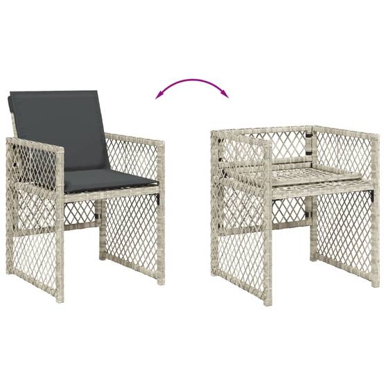 Table et Chaises de Jardin Compactes 5 Pièces Rotin Synthétique Gris Clair Dossiers Rabattables Pratiques – ComfortXL Outdoor Living - Image 6