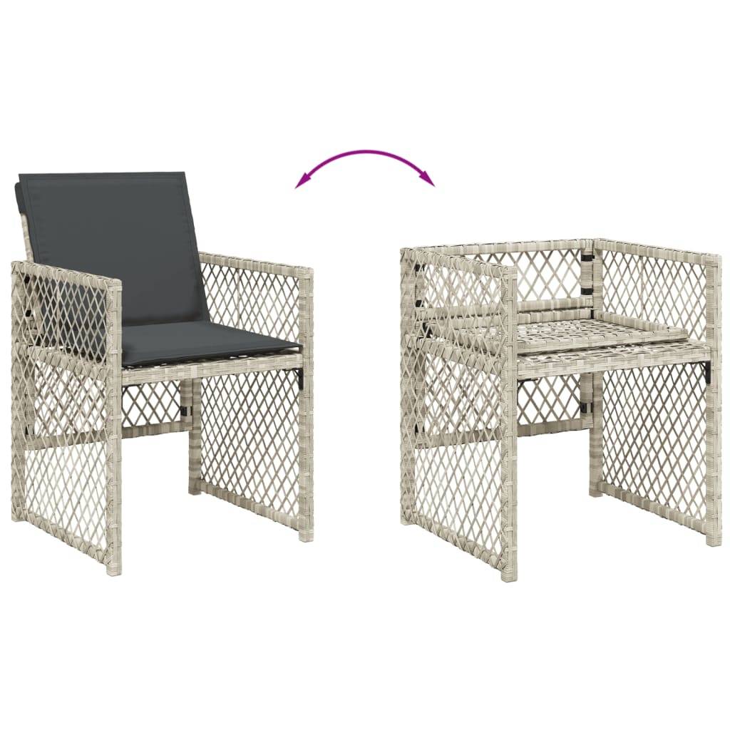 Table et Chaises de Jardin Compactes 5 Pièces Rotin Synthétique Gris Clair Dossiers Rabattables Pratiques – ComfortXL Outdoor Living - Image 6