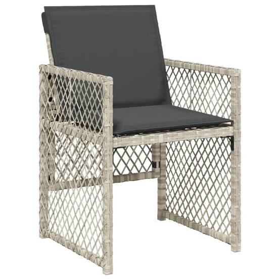 Table et Chaises de Jardin Compactes 5 Pièces Rotin Synthétique Gris Clair Dossiers Rabattables Pratiques – ComfortXL Outdoor Living - Image 3