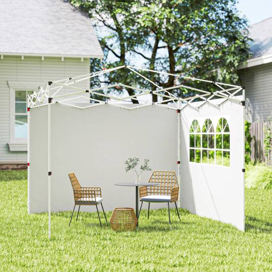 ComfortXL - Parois Latérales Tissu Oxford pour Tonnelle avec Fenêtre Anti-UV 3x3m Blanc - ComfortXL Outdoor Living - Image 3