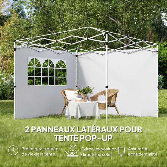 ComfortXL - Parois Latérales Tissu Oxford pour Tonnelle avec Fenêtre Anti-UV 3x3m Blanc - ComfortXL Outdoor Living - Image 6
