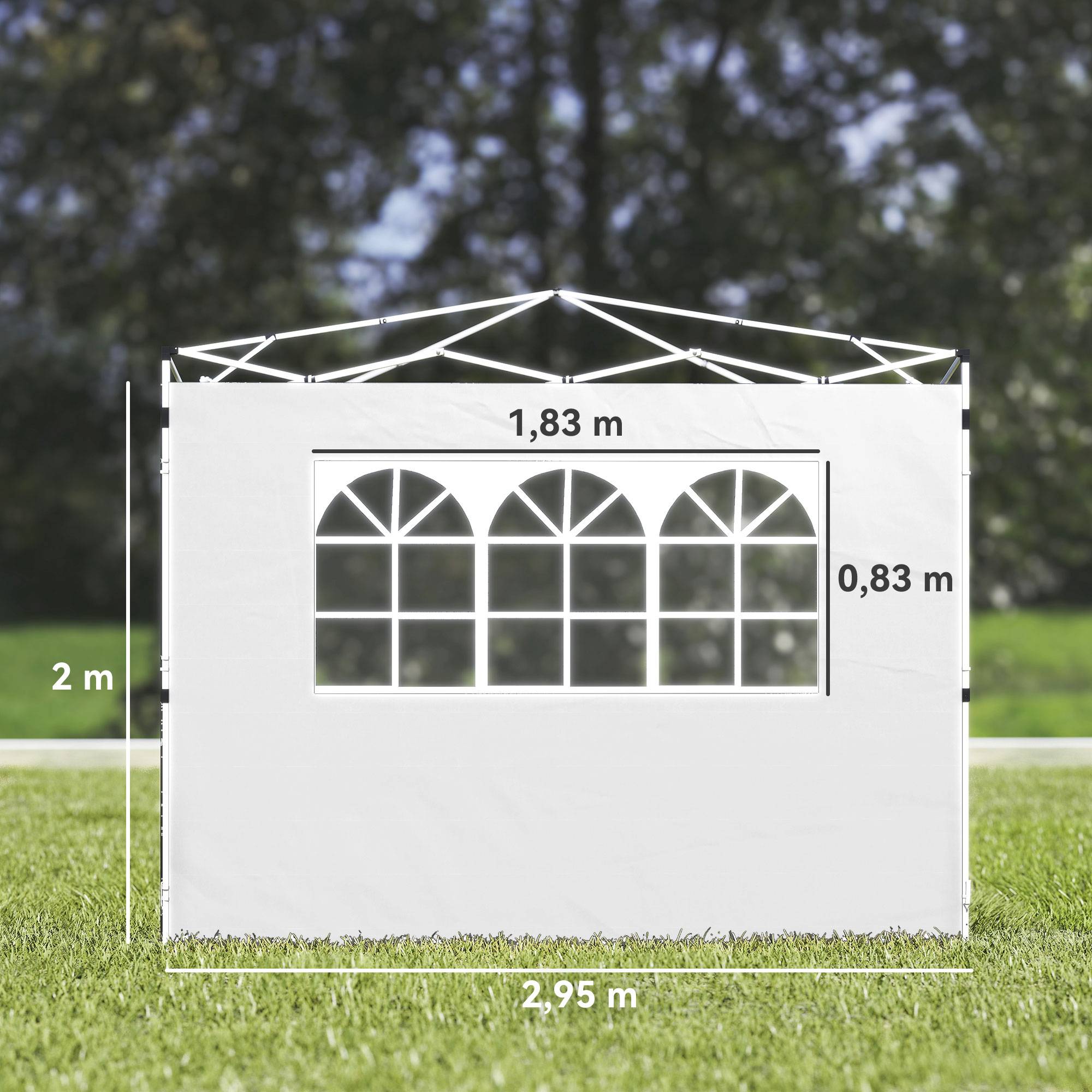 ComfortXL - Parois Latérales Tissu Oxford pour Tonnelle avec Fenêtre Anti-UV 3x3m Blanc - ComfortXL Outdoor Living - Image 5