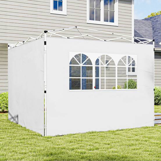 ComfortXL - Parois Latérales Tissu Oxford pour Tonnelle avec Fenêtre Anti-UV 3x3m Blanc - ComfortXL Outdoor Living - Image 4